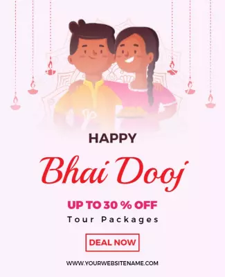 Cheerful Pink Bhai Dooj Celebration Tour Package Flyer Template