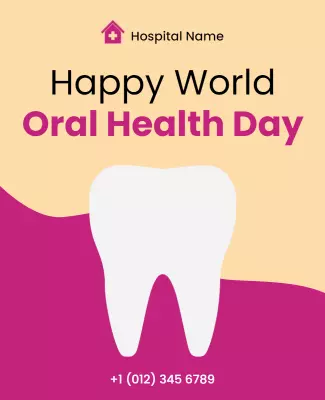 Cheerful Pink Dental Health Awareness Day Poster Template