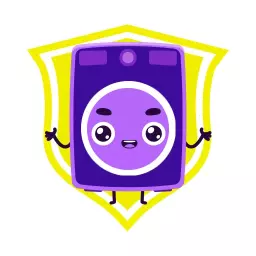 Cheerful Purple Character with Friendly Smile Mascot Logo Template