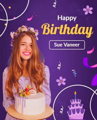 Cheerful Purple Floral Birthday Celebration Poster Template
