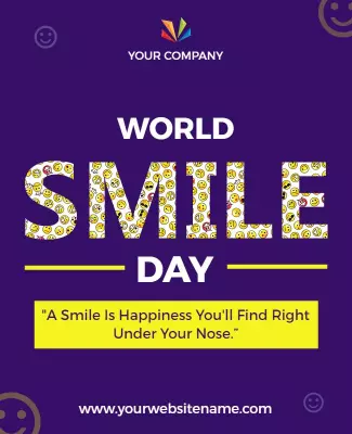 Cheerful Purple World Smile Day Celebration Poster Template