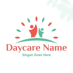 Cheerful Red and Green Daycare Design for Children's Fun Logo Template