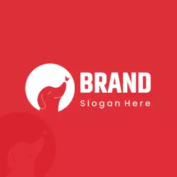 Cheerful Red Dog Design with Playful Love Elements Logo Template
