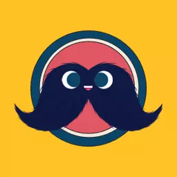 Cheerful Retro Character with Quirky Mustache Logo Template