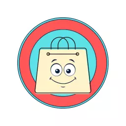 Cheerful Retro Shopping Bag Emphasizing Nostalgic Vibes Logo Template