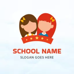 Cheerful School Children Emblem for Educational Purpose Logo Template