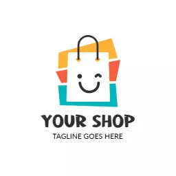 Cheerful Shopping Bag Design Featuring Retail Shop Logo Template
