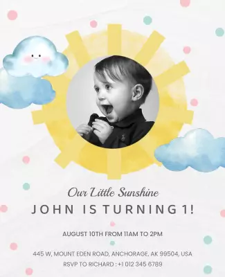 Cheerful Sunshine Theme Birthday Celebration Poster Template