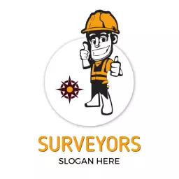Cheerful Surveyor in Safety Gear for Professional Surveyors Logo Template