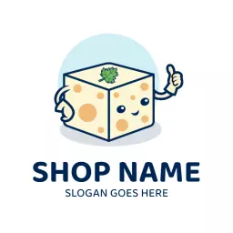 Cheerful Tofu Character Emphasizing Healthy Eating Logo Template