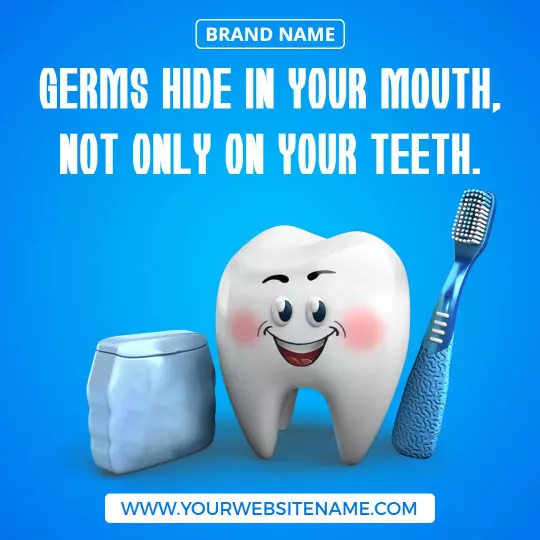 Cheerful Tooth Cartoon for Dental Hygiene Promotion Ad Template