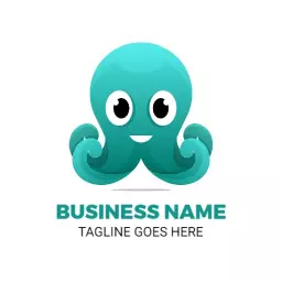 Cheerful Turquoise Octopus Design Showcasing Gradient Logo Template