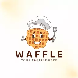 Cheerful Waffle Character in Chef Hat Represents Waffle Logo Template