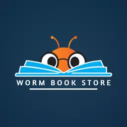 Cheerful Worm with Glasses Surrounded by Open Books Logo Template