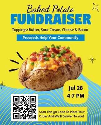 Cheerful Yellow Baked Potato Fundraiser Flyer Template
