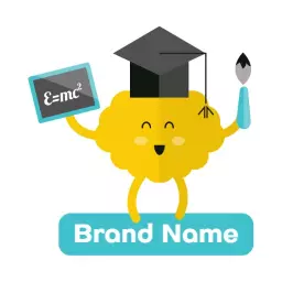 Cheerful Yellow Character Wearing Graduation Cap Logo Template