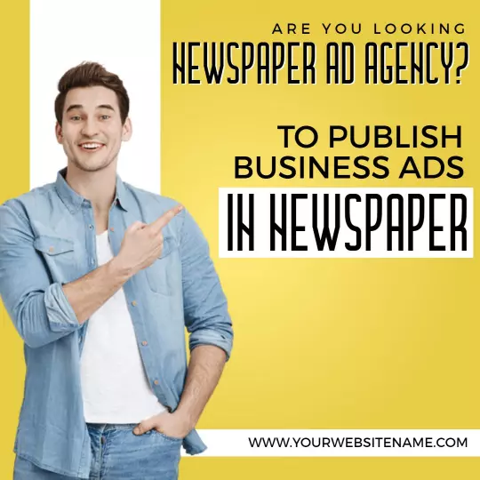 Cheerful Yellow Graphic for Newspaper Ad Agency Promotion Ad Template