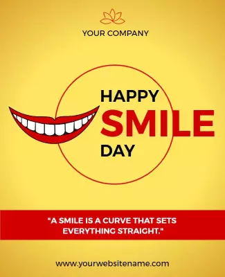 Cheerful Yellow Happy Smile Day Celebration Poster Template