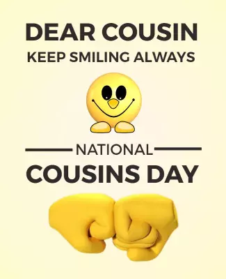 Cheerful Yellow National Cousins Day Celebration Poster Template