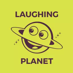 Cheerful Yellow Planet Graphic with a Laughing Expression Logo Template