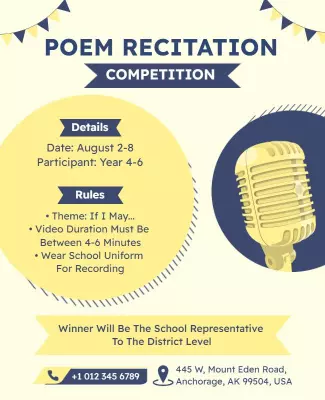 Cheerful Yellow Poem Recitation Competition Poster Template