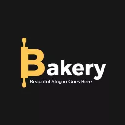 Cheerful Yellow Rolling Pin Emphasizing Bakery Delights Logo Template