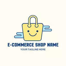 Cheerful Yellow Shopping Bag Theme for E-commerce Logo Template