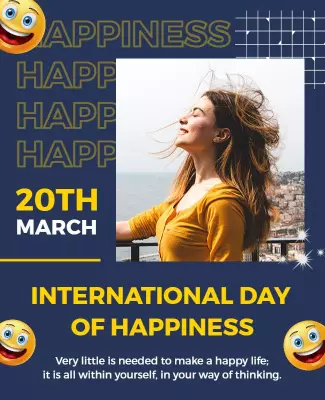 Cheerful Yellow Smiley Face Celebration Happiness Poster Template