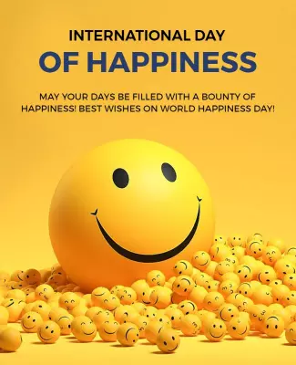 Cheerful Yellow Smiley Face International Day of Happiness Poster Template