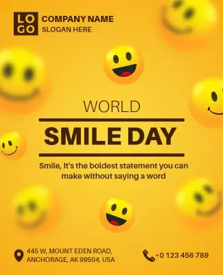 Cheerful Yellow World Smile Day Celebration Poster Template