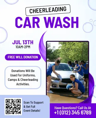 Cheerleading Fundraiser Car Wash Event Flyer Template