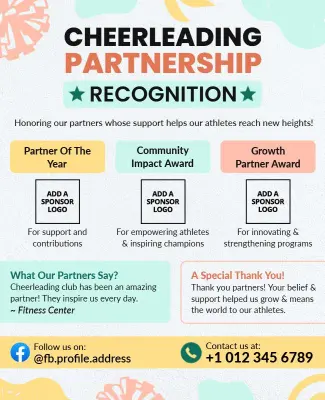 Cheerleading Partnership Recognition Event Flyer Template