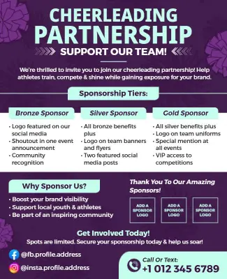 Cheerleading Partnership Sponsorship Flyer Template