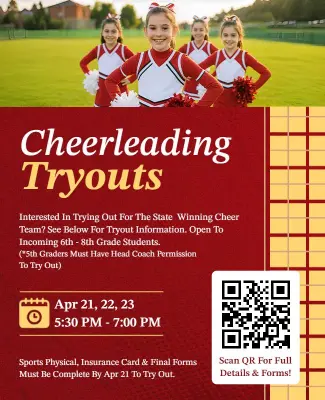 Cheerleading Team Tryouts Event Flyer Template