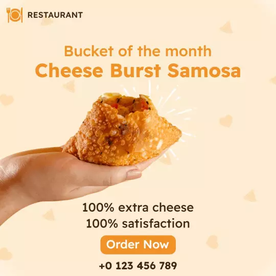 Cheese Burst Samosa Bucket of the Month for Restaurants Ad Template
