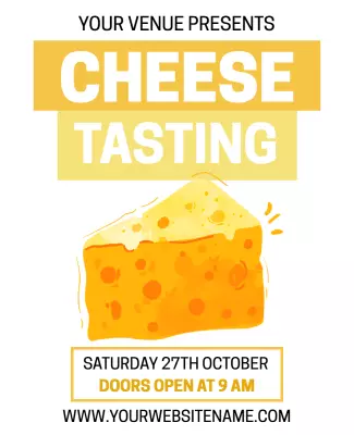 Cheerful Yellow Cheese Tasting Event Flyer Template