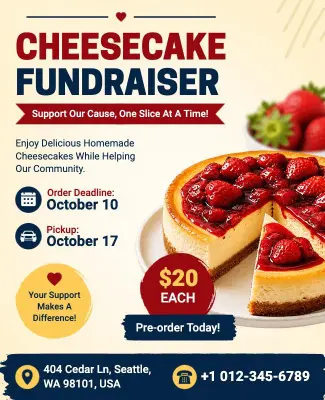 Cheesecake Fundraiser Event Flyer Template