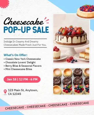 Cheesecake Pop-up Sale Event Flyer Template