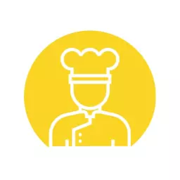 Chef Icon on Bright Yellow Background for Catering Logo Template