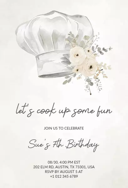 Chef Themed Culinary Fun Birthday Celebration Invitation Template