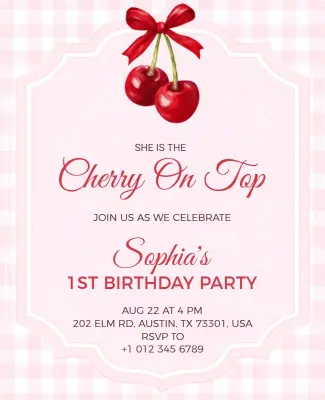 Cherry Themed Birthday Party Poster Template