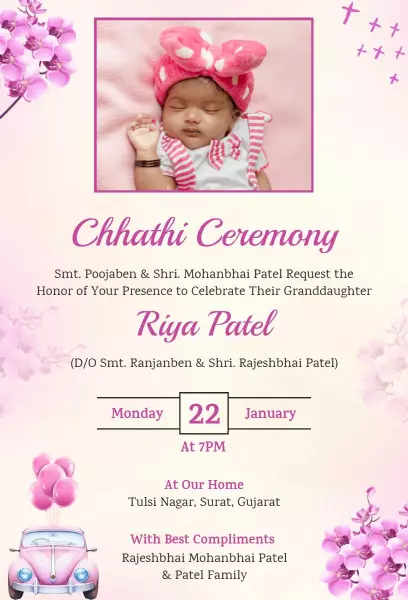 Chhathi Ceremony Granddaughter Celebration Invitation Template