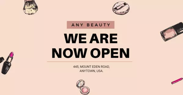 Chic Beauty Products Illustration on Soft Pink Banner Template