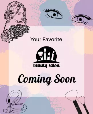 Chic Beauty Salon Illustration with Pastel Background Poster Template