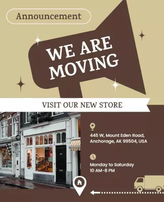Chic Beige Store Relocation Announcement Poster Template