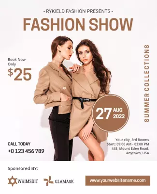Chic Beige Summer Fashion Show Collection Poster Template