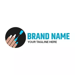 Chic Black and Blue Nail Art Design for Beauty Logo Template