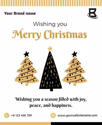 Chic Black and Gold Merry Christmas Greeting Poster Template