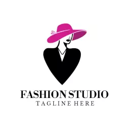 Chic Black and Pink Female Silhouette in Fashion Studio Logo Template