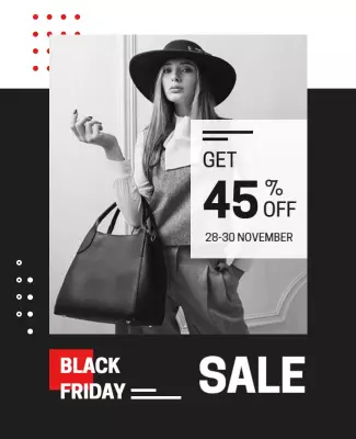 Chic Black and White Black Friday Sale Poster Template